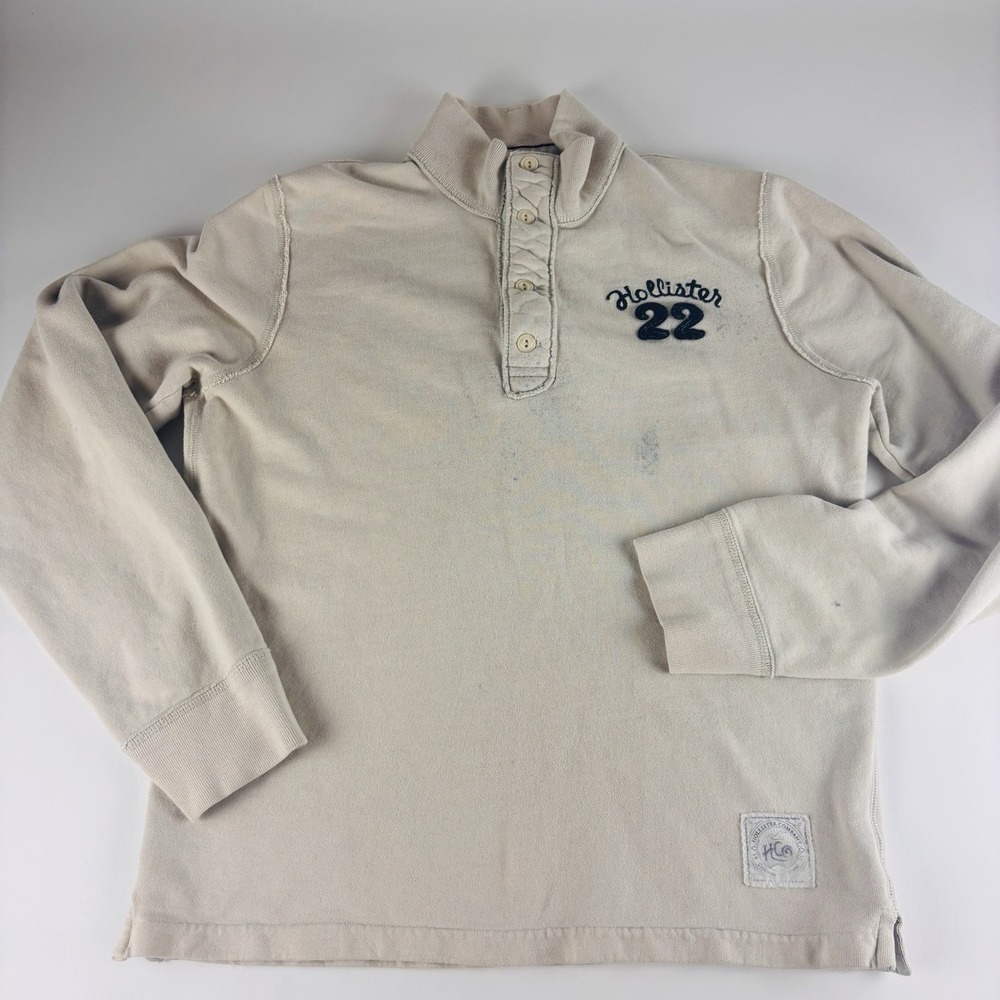 Y2K Hollister Men's‎ Henley Shirt Size XL Distressed Thick Heavy Cotton VTG
